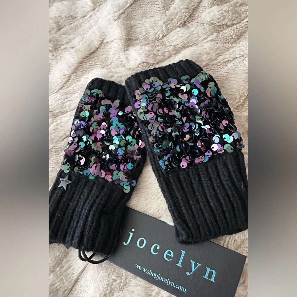 Jocelyn Kids  Sequined Knit Fingerless Mittens